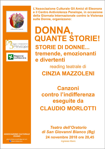 DONNA, QUANTE STORIE - READING TEATRALE DI CINZIA MAZZOLENI